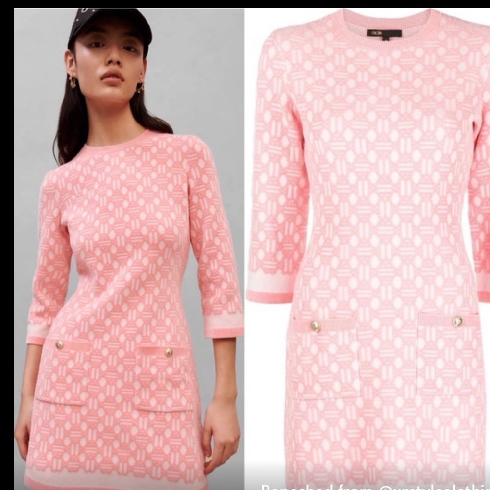 Maje Roadina Jacquard Knit Mini Dress